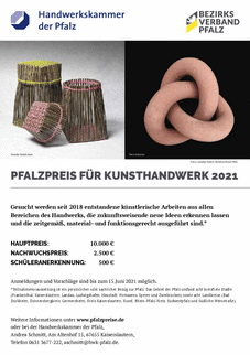 Pfalzpreis 2021 für Kunsthandwerk